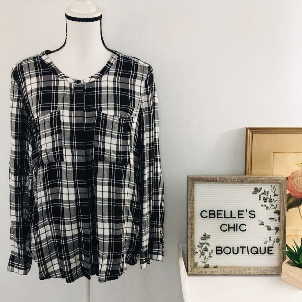 Two by Vince Camuto Shadow Check Button Down Shirt